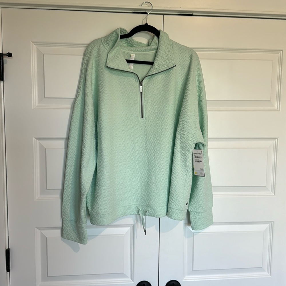 NWT 2X Zella half zip cozy quilted sweatshirt